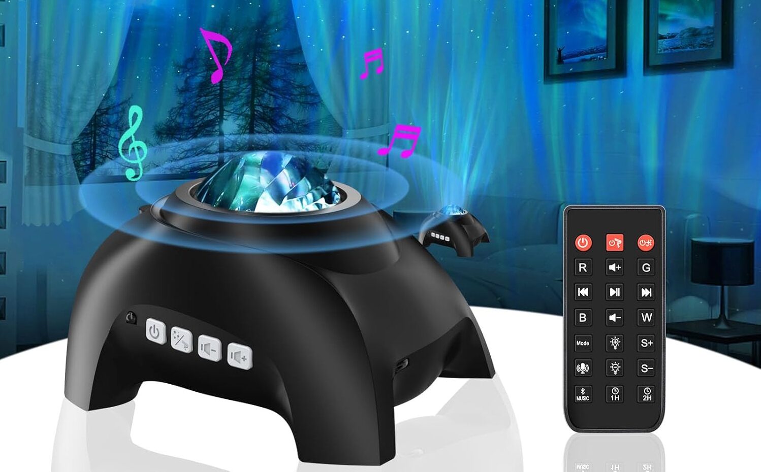 Northern Lights Aurora Projector for Bedroom with Music Bluetooth Speaker
